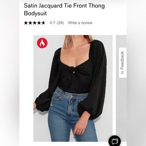 Express NWOT Satin Tie Black Bodysuit Size XL